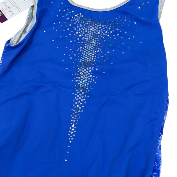 Spektrum Blue Crystal Design Gymnastics Leotard AXS Sparkling & Stylish NWT - Picture 3 of 5